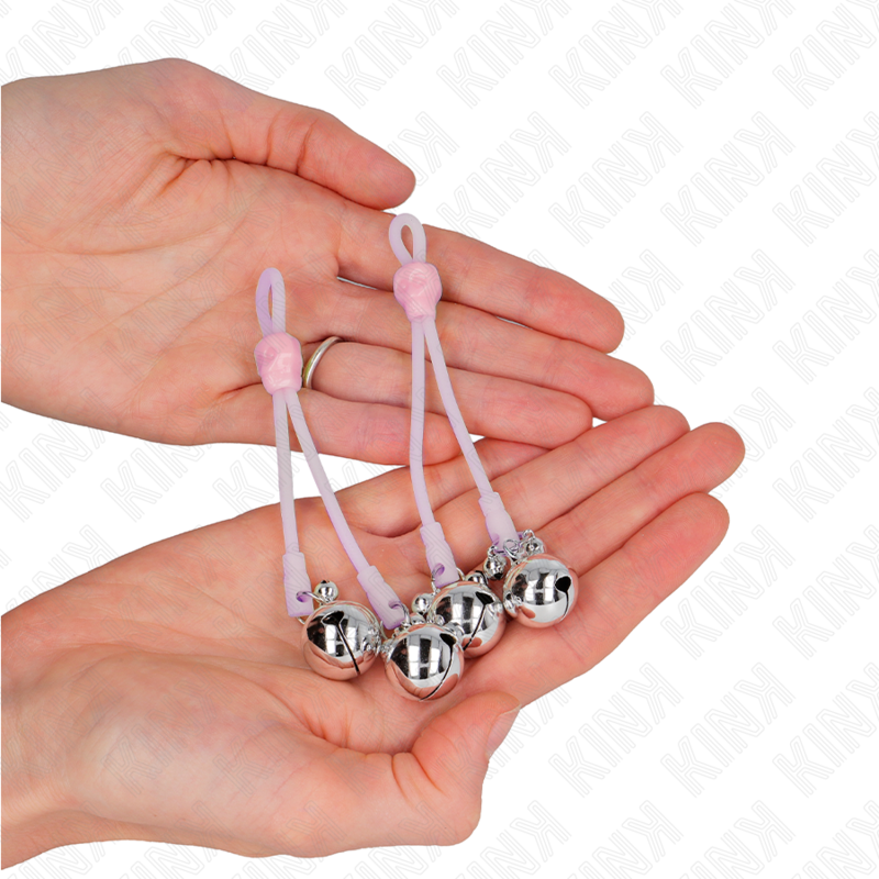Pinzas para Pezones Ajustables Kink Luminous Skull con Campanillas Rosa/Plateado