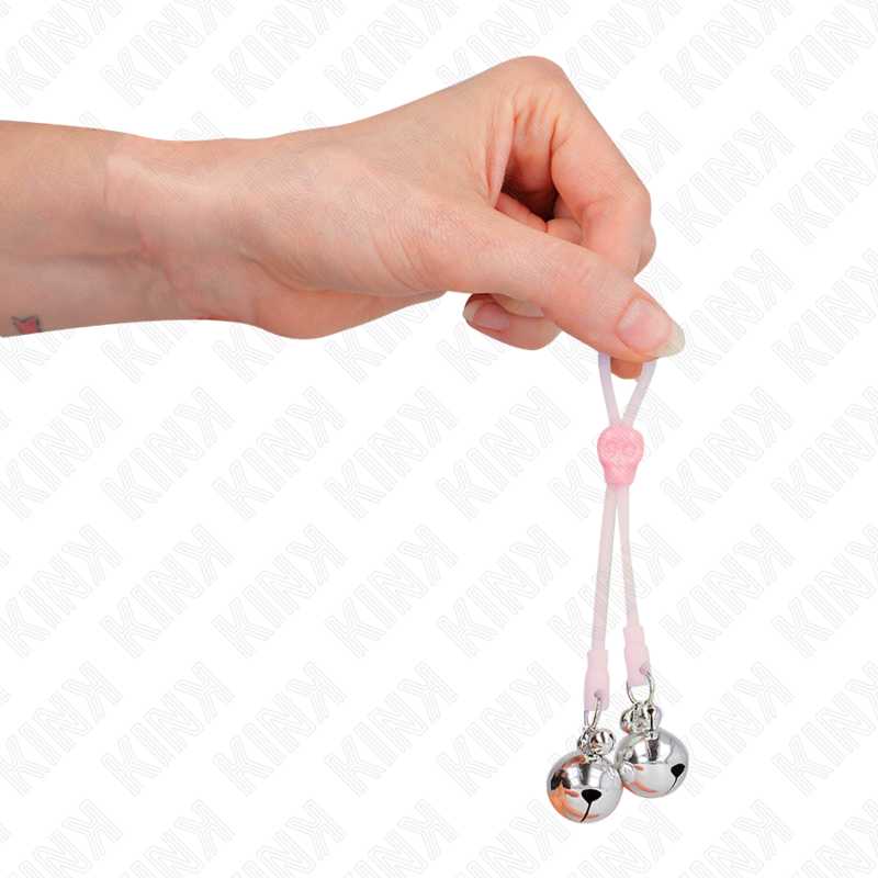 Pinzas para Pezones Ajustables Kink Luminous Skull con Campanillas Rosa/Plateado