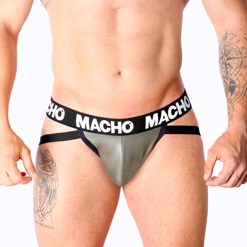 Macho MX27GR Jockstrap Cuero Gris Beige Talla XL