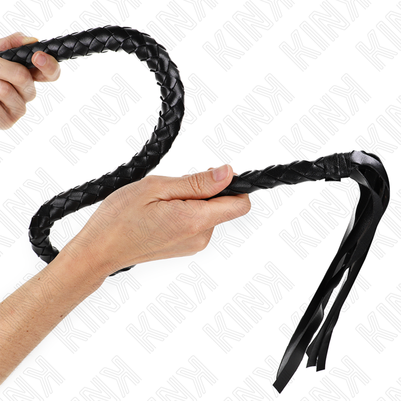 Látigo Snake Whip Negro 65 cm con Anillo de Mano - Cuero Genuino
