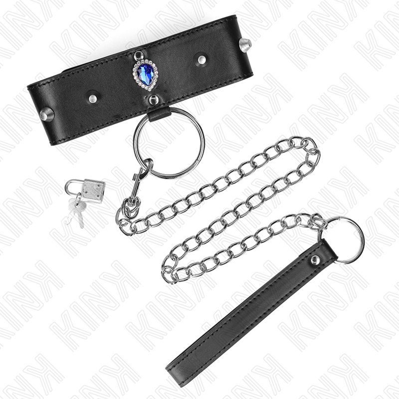 Collar KINK con Correa y Diamantes Azules Ajustable 36-43 cm