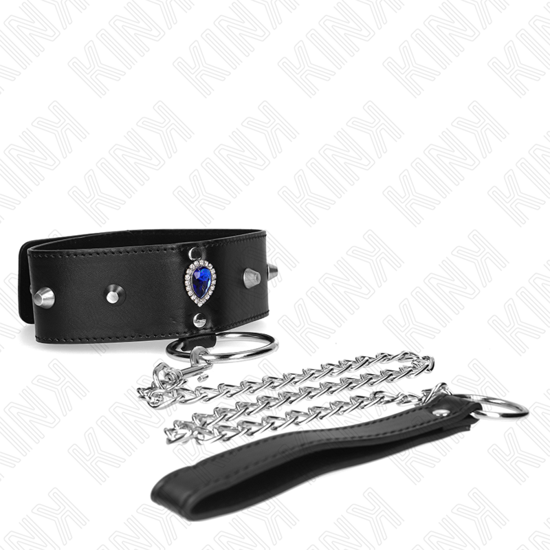 Collar KINK con Correa y Diamantes Azules Ajustable 36-43 cm