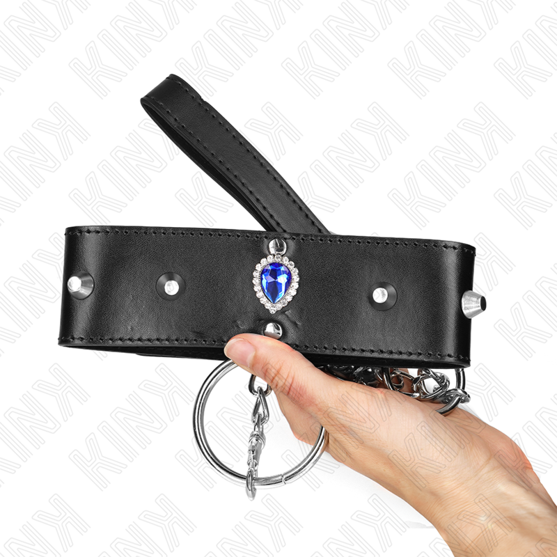 Collar KINK con Correa y Diamantes Azules Ajustable 36-43 cm