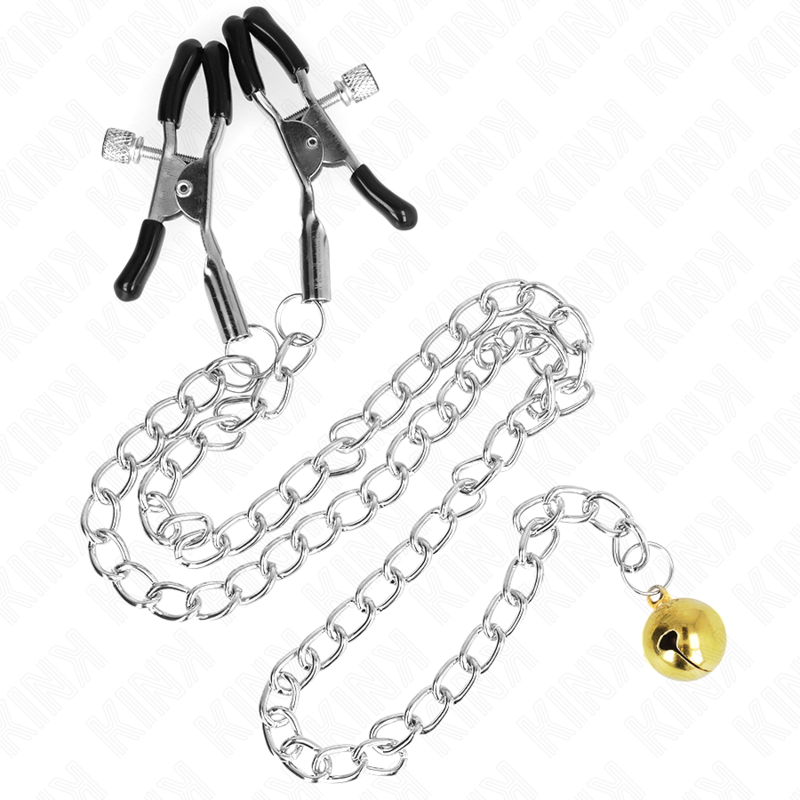 Pinzas para Pezones con Campana y Cadena 30 cm - Kink Nipple Grip Dorado