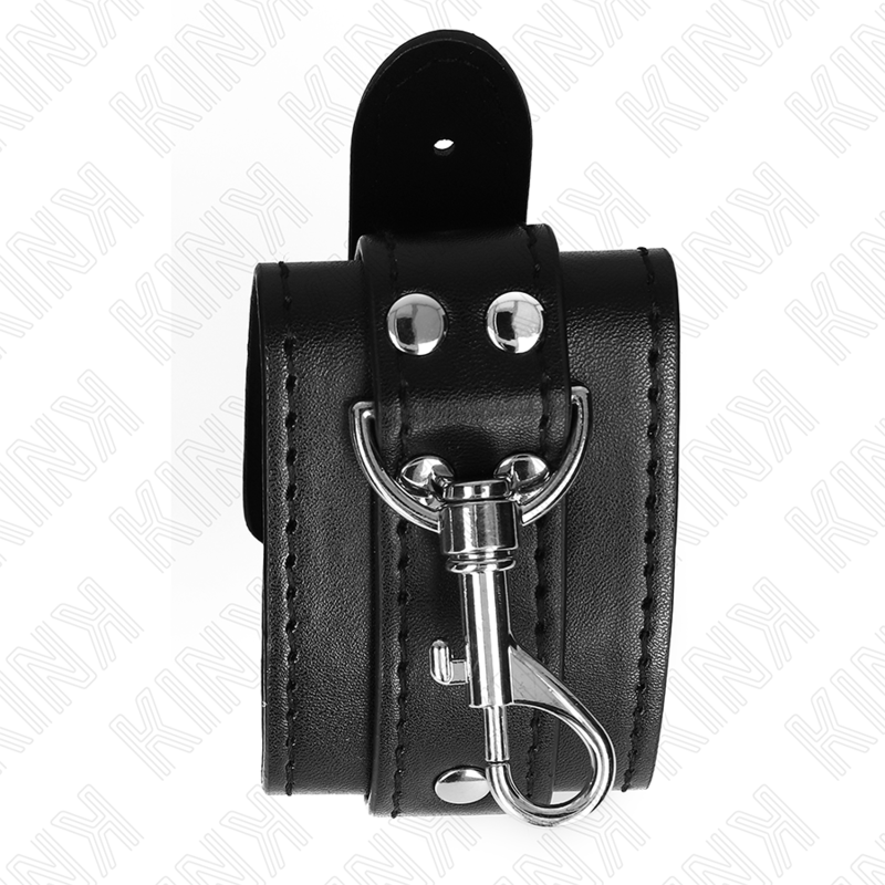 Kink Lockable Dungeon Wrist Restraints - Cuero Ajustable Negro