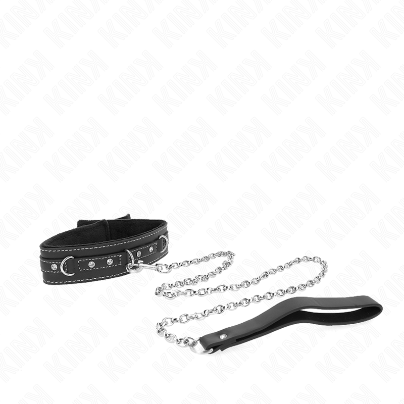 Collar PVC Cuero Sintético con Remaches y Strass 105 cm