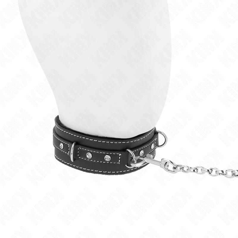 Collar PVC Cuero Sintético con Remaches y Strass 105 cm