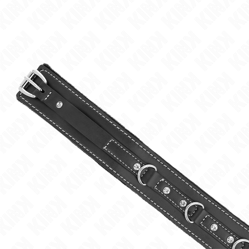 Collar PVC Cuero Sintético con Remaches y Strass 105 cm