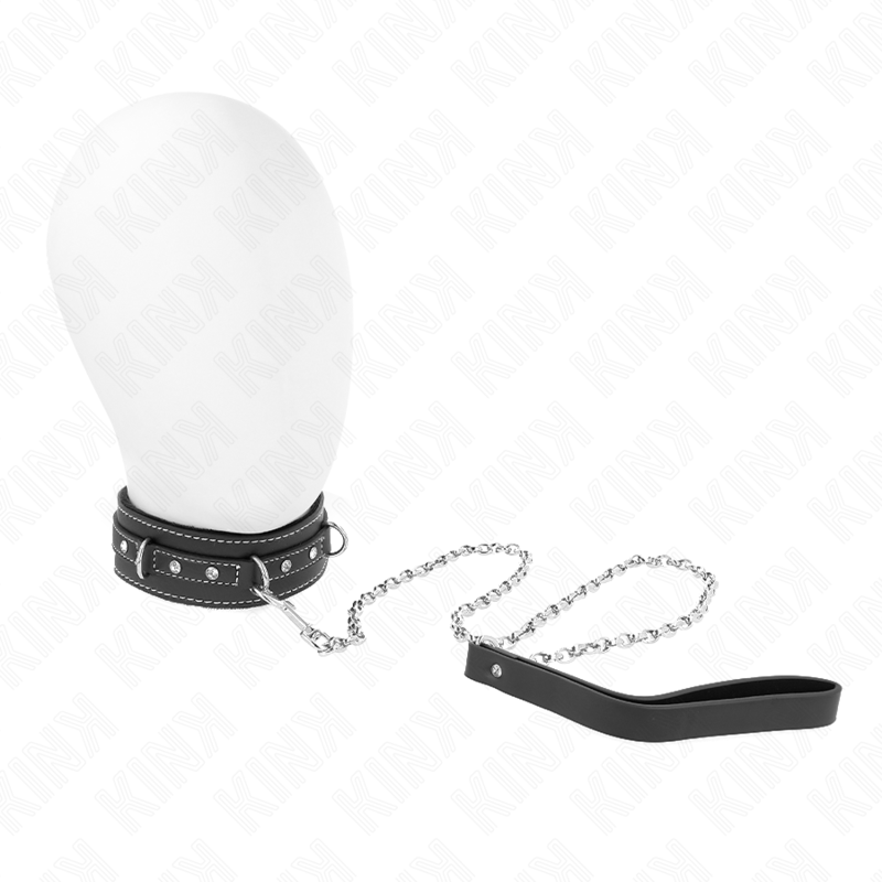 Collar PVC Cuero Sintético con Remaches y Strass 105 cm