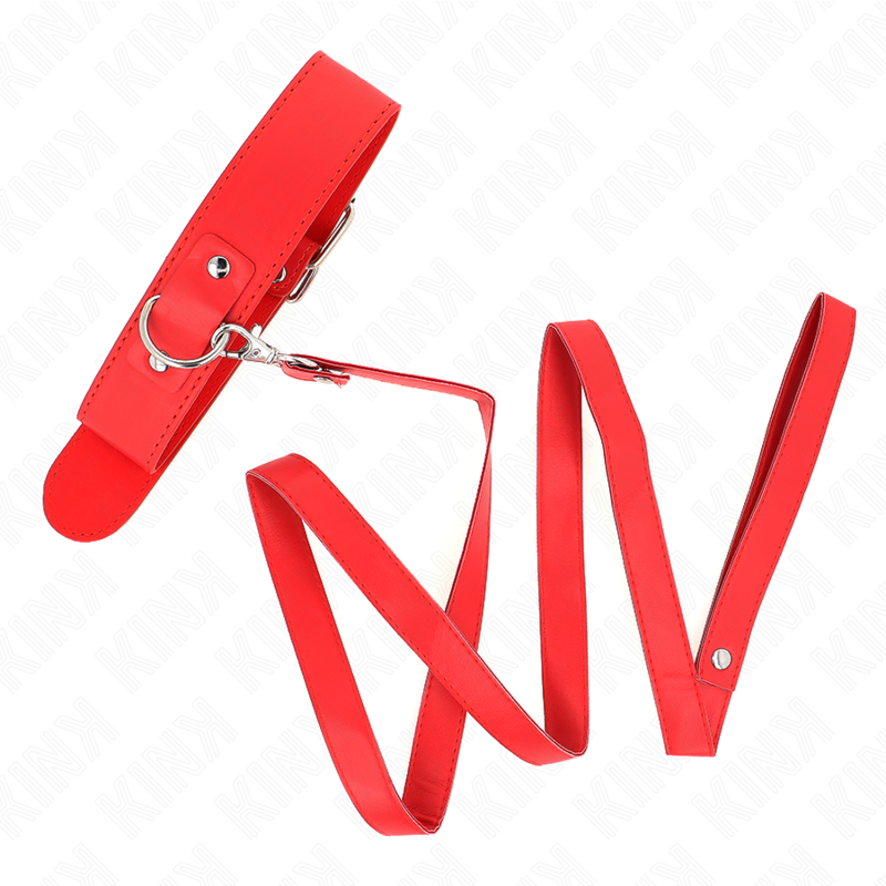 Collar BDSM Kink con Correa Roja Ajustable 116 cm