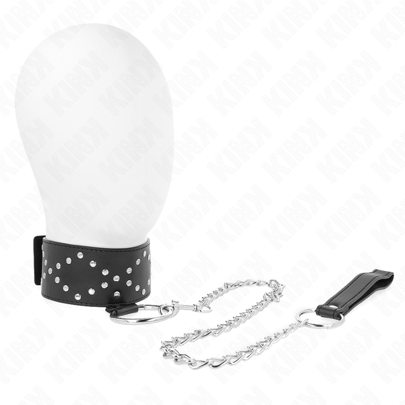 Collar KINK Modelo 3 con Correa de 65 cm - Ajustable 36-43 cm con Tachuelas Plateadas