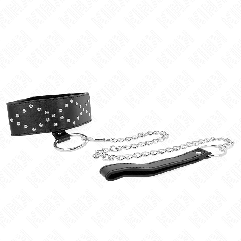 Collar KINK Modelo 3 con Correa de 65 cm - Ajustable 36-43 cm con Tachuelas Plateadas