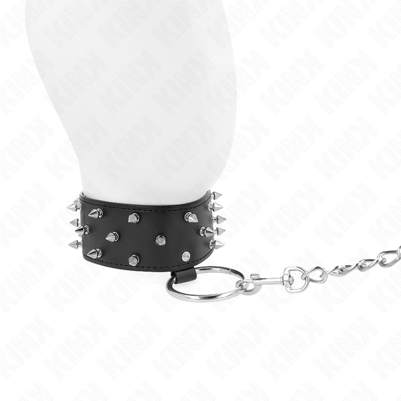 Collar KINK Model 5 con Correa Ajustable - Tachuelas Plateadas 65 cm