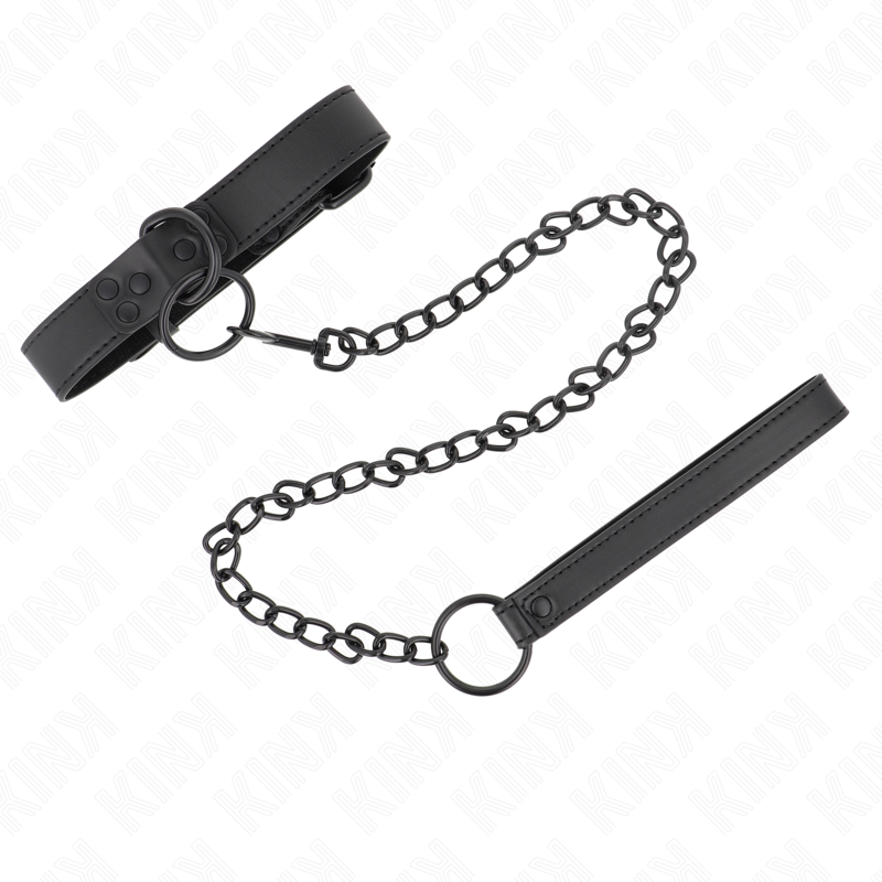 Collar de Cuero Genuino Ajustable Kink con Leash - SM y Bondage