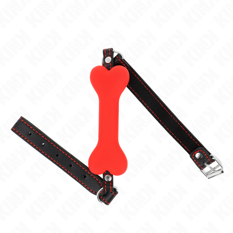 Mordaza Hueso Rojo KINK 12 cm - Correa Ajustable 63x2 cm