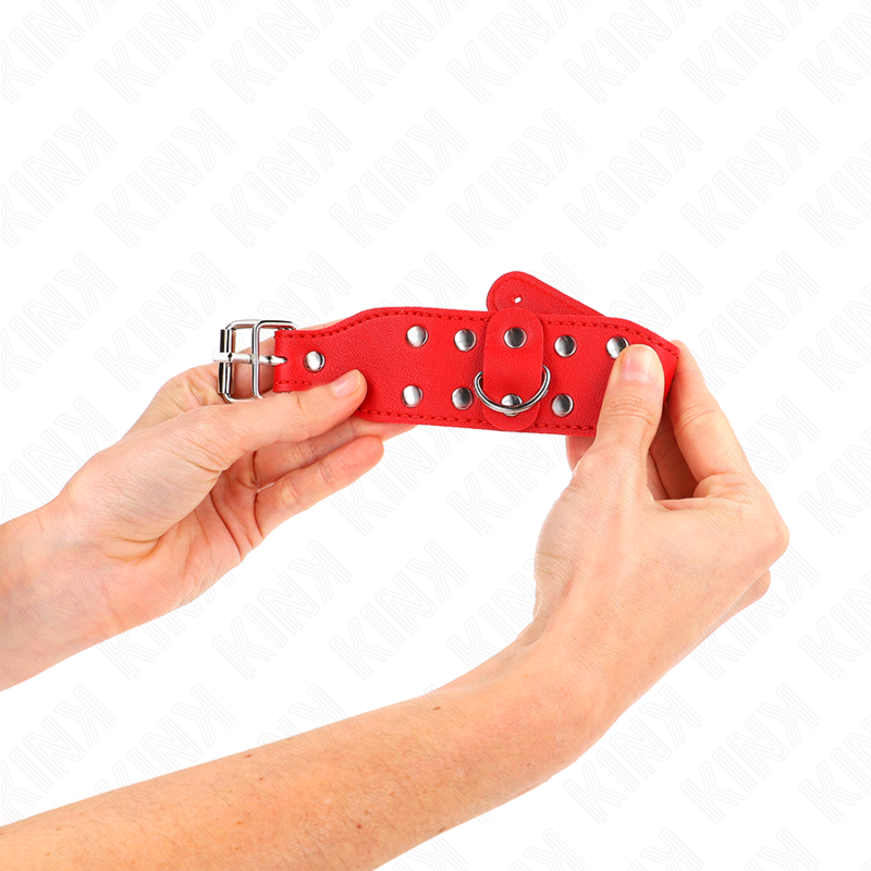 Pulseras KINK con Doble Línea de Tachuelas Ajustables Rojo