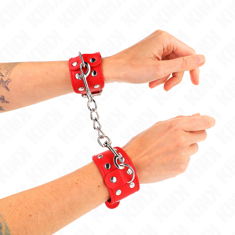 Pulseras KINK con Doble Línea de Tachuelas Ajustables Rojo