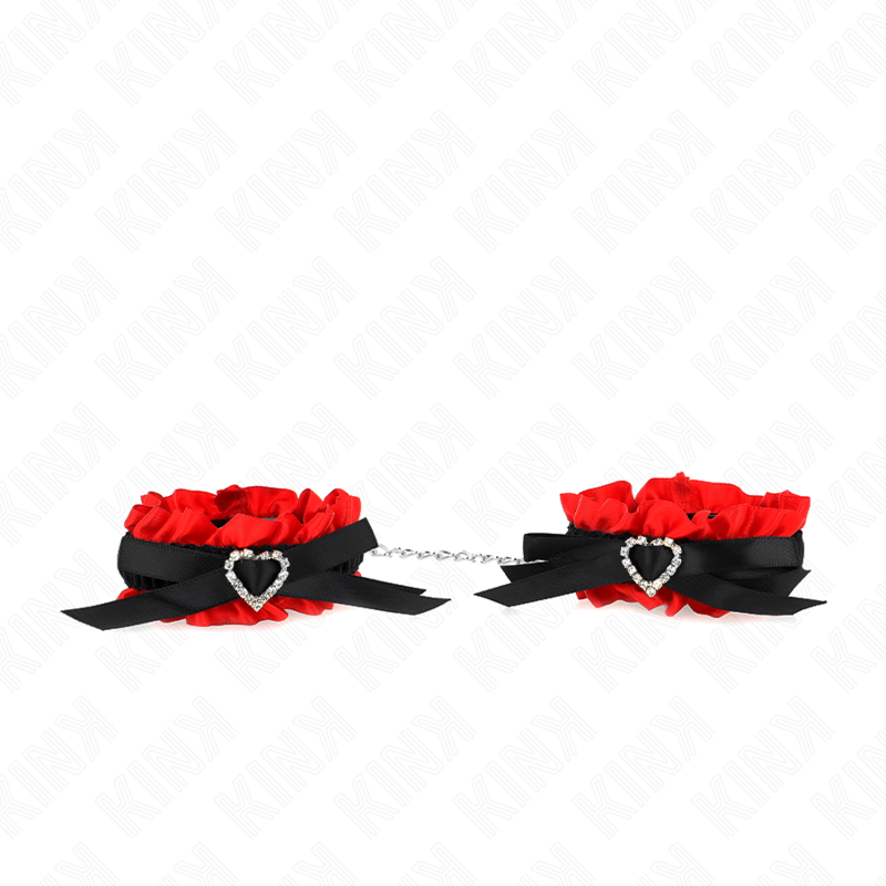 Esposas de Muñeca Elásticas KINK con Encaje - Detalles Corazón Rojo Ajustables 22-35 cm