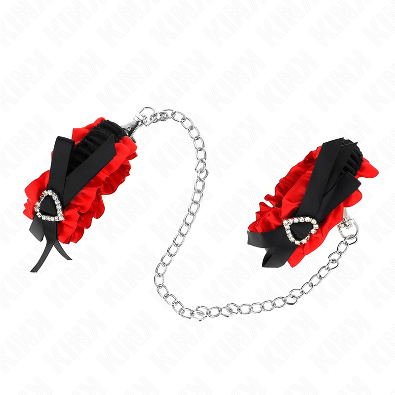 Esposas de Muñeca Elásticas KINK con Encaje - Detalles Corazón Rojo Ajustables 22-35 cm