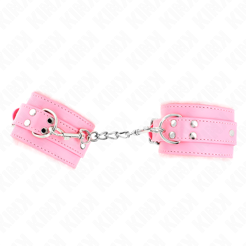 Esposas de Muñeca Kink Fur Lined Rosa con Cinturón Ajustable 17-29 cm