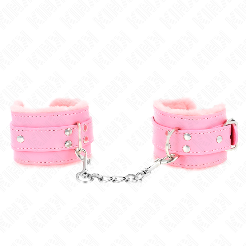 Esposas de Muñeca Kink Fur Lined Rosa con Cinturón Ajustable 17-29 cm