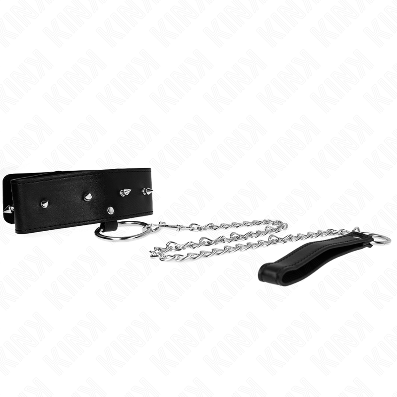 Collar KINK con Correa de 65 cm y Tachuelas Plateadas - Ajustable 36-43 cm