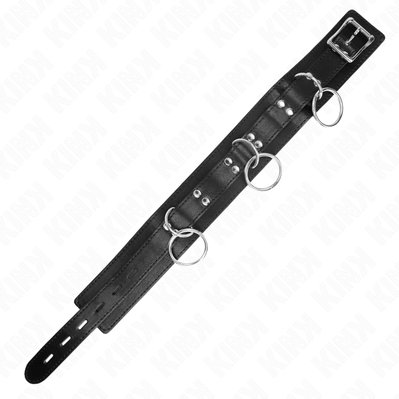 Collar de Esclavitud 3 Anillas Kink con Correa - Bondage BDSM Profesional
