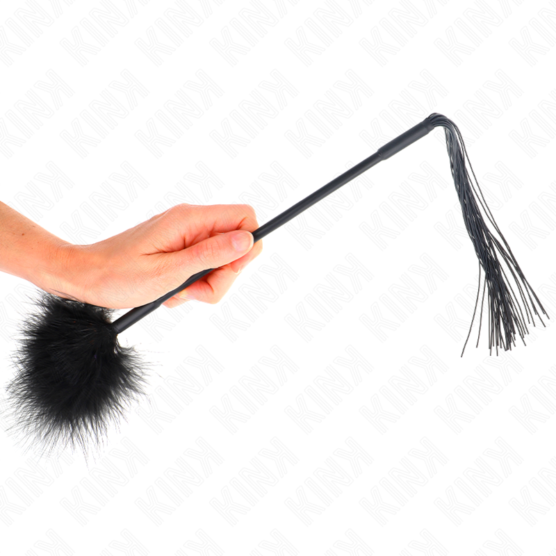 Kink Silicone Whip with Feathers - Látigo Sensorial 47 cm