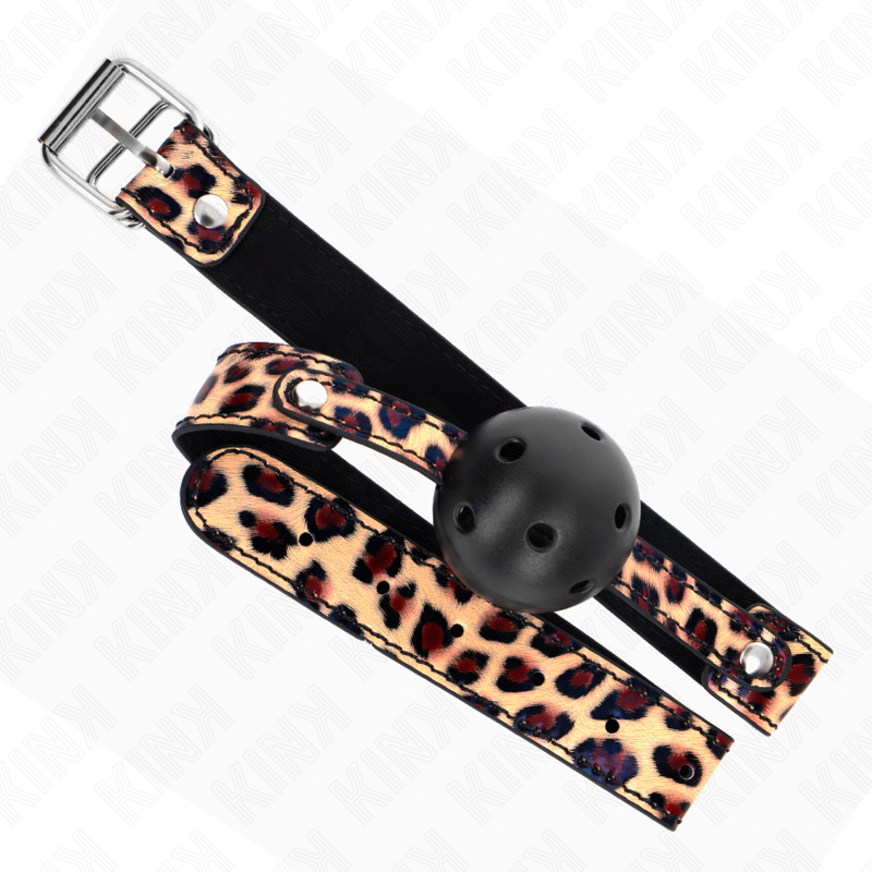 Mordaza de Bola Transpirable Leopardo 4.5 cm - KINK