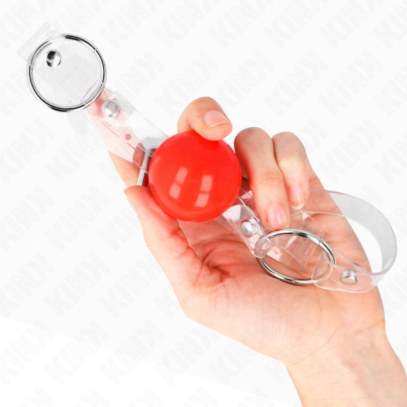 Kink Classic Ball Gag Rojo - Mordaza de Bola Ajustable con Cuero Genuino