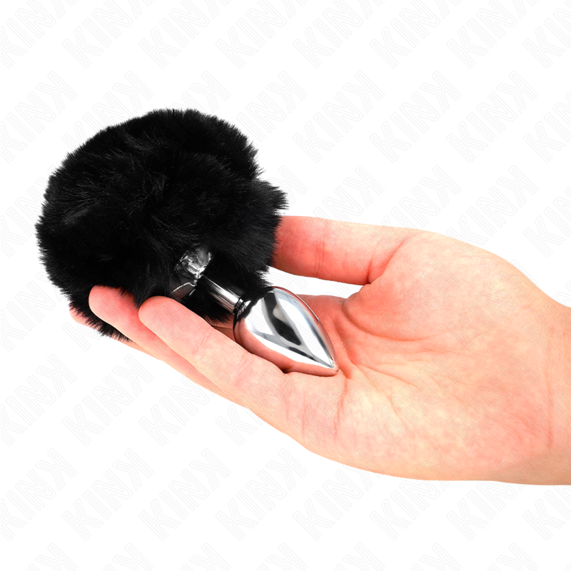 Plug Anal Acero Inoxidable Kink 7x3 cm con Cola de Conejo Negra