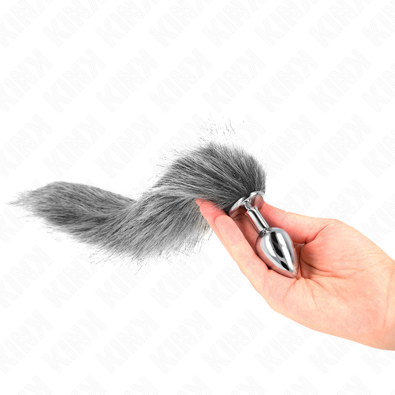 Plug Anal Talla S con Cola Sintética 40 cm - Silicona Médica Gris