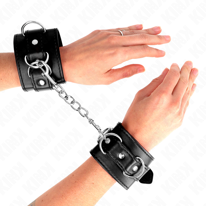 Esposas de Muñeca Ajustables KINK 3 D-Rings Negro 17.5-25 cm