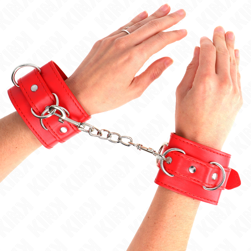 Kink 3 D-Ring Wrist Restraints Adjustable Red - Esposas de Muñeca Ajustables