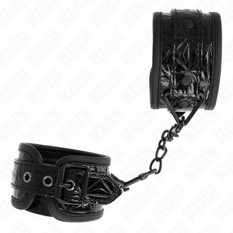 Kink Diamond Pattern Wrist Restraints - Esposas Ajustables de Bondage Negro