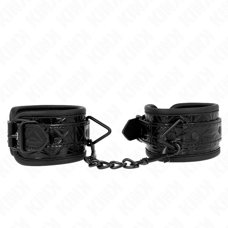 Kink Diamond Pattern Wrist Restraints - Esposas Ajustables de Bondage Negro