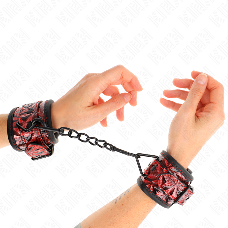 Kink Diamond Pattern Wrist Restraints Rojo Oscuro Ajustables