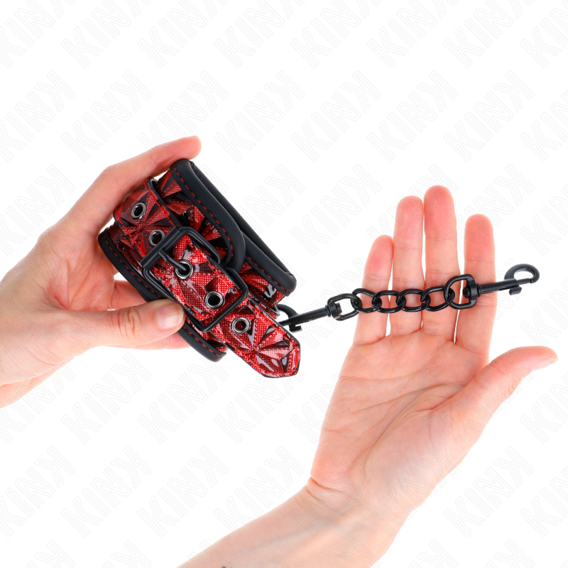 Kink Diamond Pattern Wrist Restraints Rojo Oscuro Ajustables