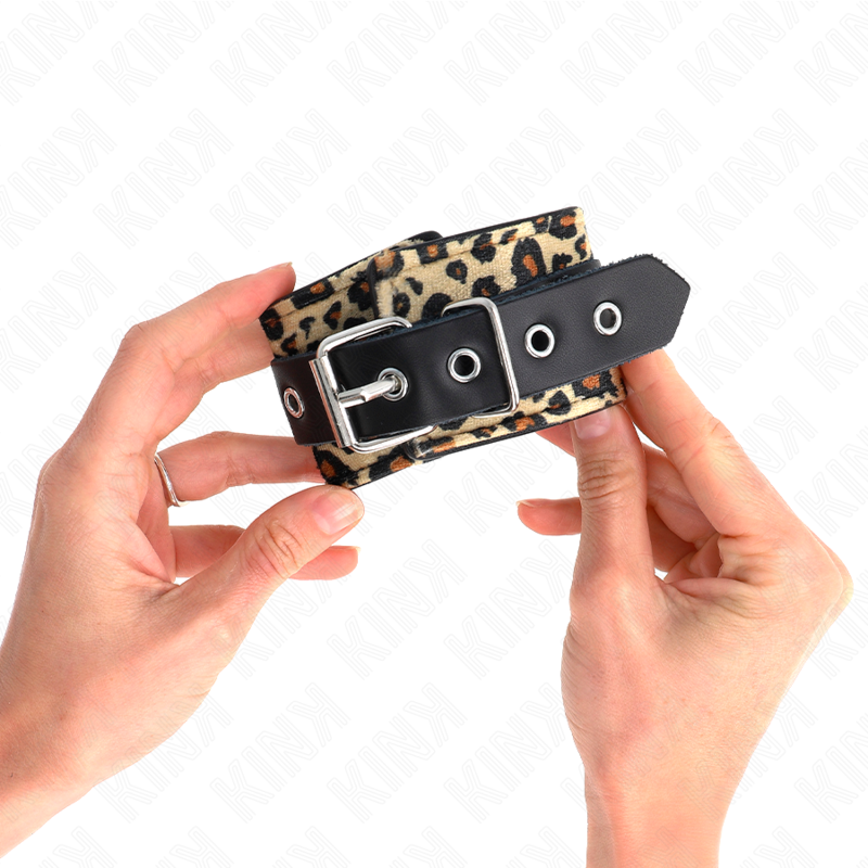 Kink Leopard - Muñequera de Cuero Real Ajustable 18-29 cm