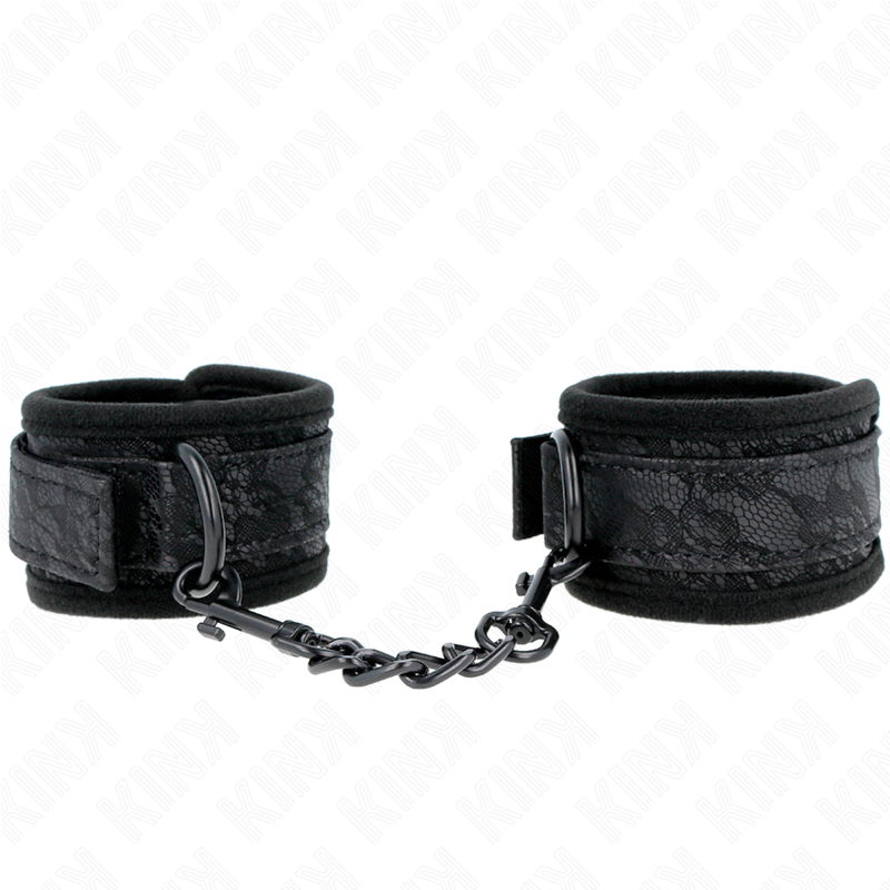 KINK Esposas de Muñeca Elásticas con Encaje Negro - Ajustables 20-29 cm