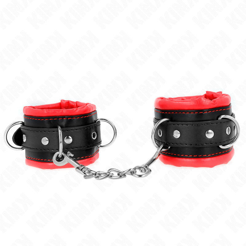 Kink Heavy Wrist Restraints - Puños Ajustables con Forro de Felpa Roja