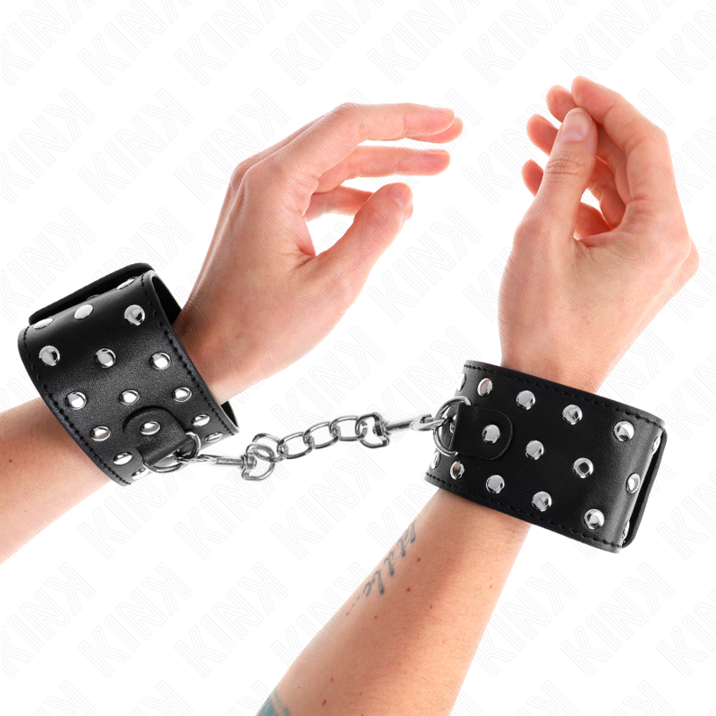 KINK Punk Wrist Restraints - Esposas Ajustables de Metal 19-24 cm