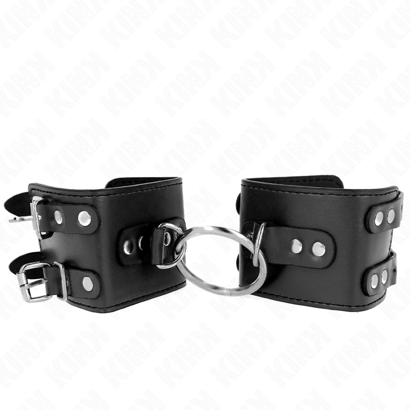 Esposas Ajustables KINK Metal con Anilla y Tachuelas Negro 17-22 cm