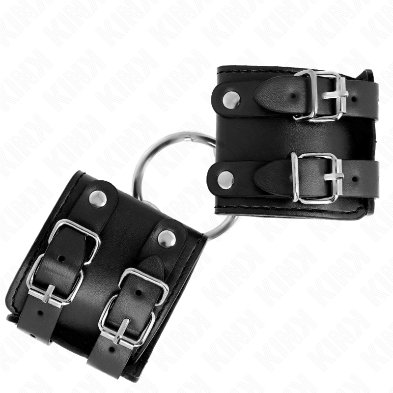 Esposas Ajustables KINK Metal con Anilla y Tachuelas Negro 17-22 cm