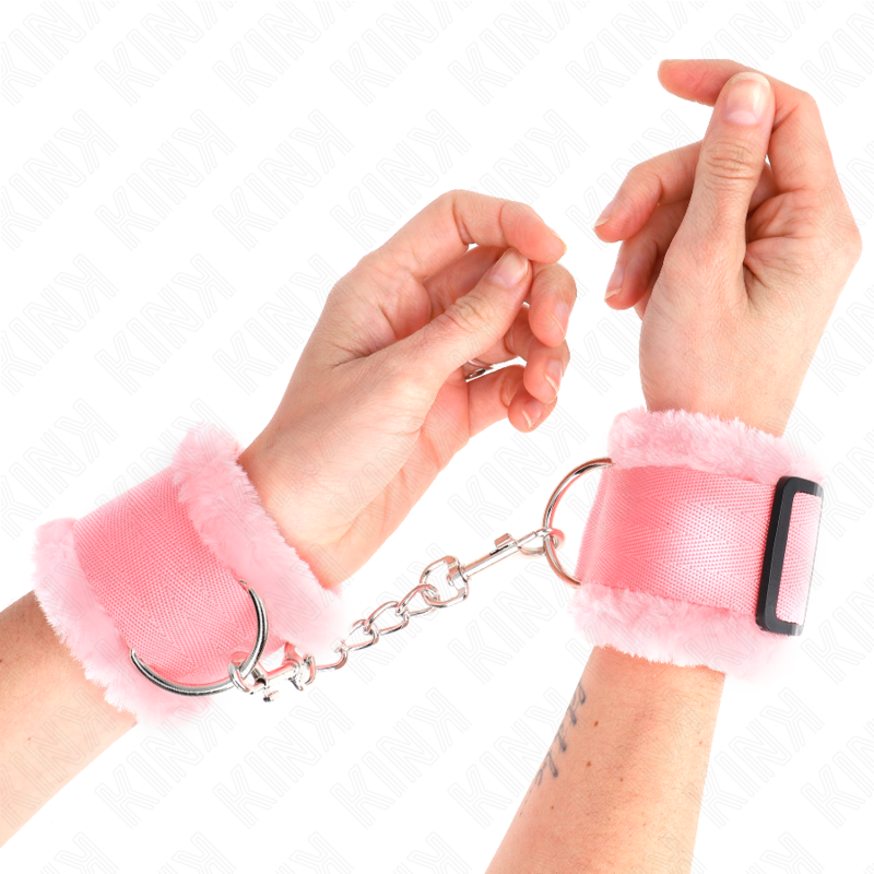 Kink Furry Lined Wrist Restraints Pink - Esposas Ajustables con Forro de Piel Sintética