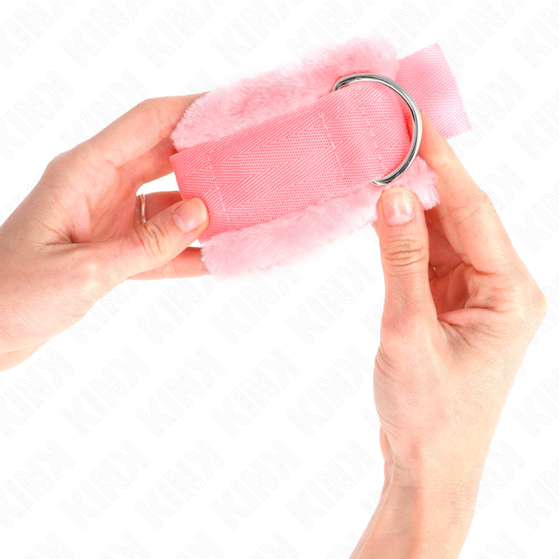 Kink Furry Lined Wrist Restraints Pink - Esposas Ajustables con Forro de Piel Sintética