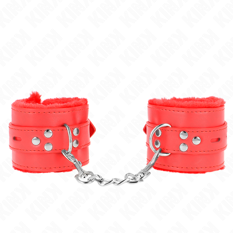 Kink Fur Lined Wrist Restraints - Esposas de Muñeca Ajustables Rojo
