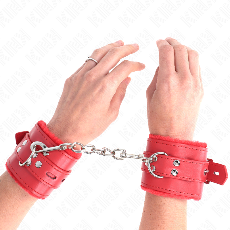 Kink Fur Lined Wrist Restraints - Esposas de Muñeca Ajustables Rojo