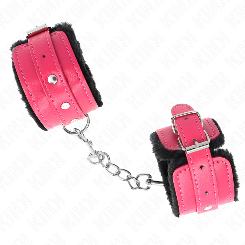 Esposas de Muñeca Premium Kink con Forro de Piel Sintética Negro y Rosa
