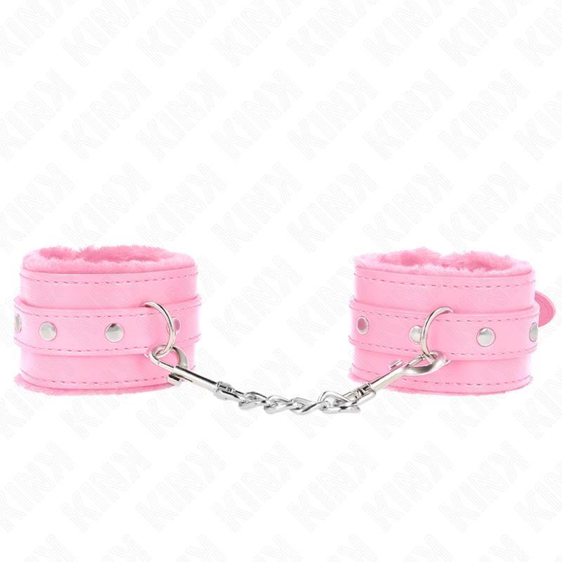 Esposas de Muñeca Premium Kink con Forro de Piel Rosa y Cinturón Ajustable